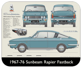 Sunbeam Rapier Fastback 1967-76 Place Mat, Small